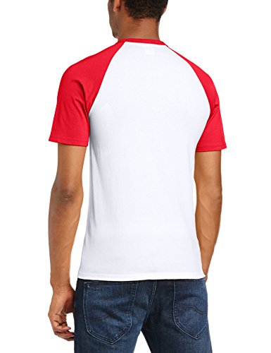 Fruit of the Loom - Camiseta con manga corta para hombre, color multicoloured (white/red), talla 2xl