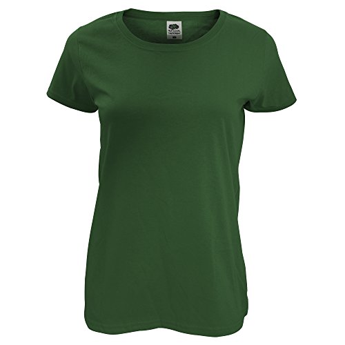 Fruit of the Loom - Camiseta de Manga Corta Ajustada Modelo Lady-Fit Original para Mujer (XS) (Verde Botella)