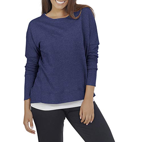 Fruit of the Loom Essentials in Transit - Camiseta de manga larga de rizo francés para mujer - azul - Small