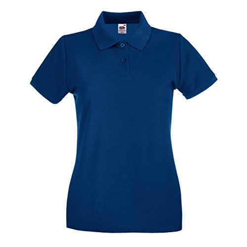 Fruit of the Loom- Polo de Manga Corta Premium Entallado para Mujer (Grande (L)/Verde Botella)