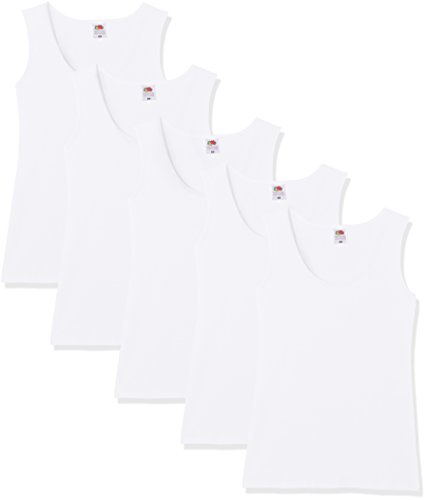 Fruit of the Loom Valueweight Camiseta Interior, Blanco, M (Pack de 5) para Mujer