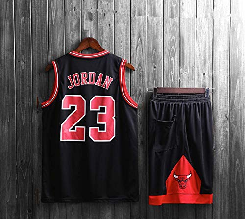 FSBYB Bull de Baloncesto Uniforme Traje Adulto Masculino y Femenino No. 23 Jordan Equipo de Camiseta Deportiva Uniformes Uniforme,Negro,5XL