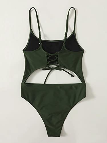 Fuduoduo BañAdor Mujer Reductor Barriga,Bikini Sexy de Color sólido para Mujer-Verde Militar_M #,Traje De BañO Acolchado Bra