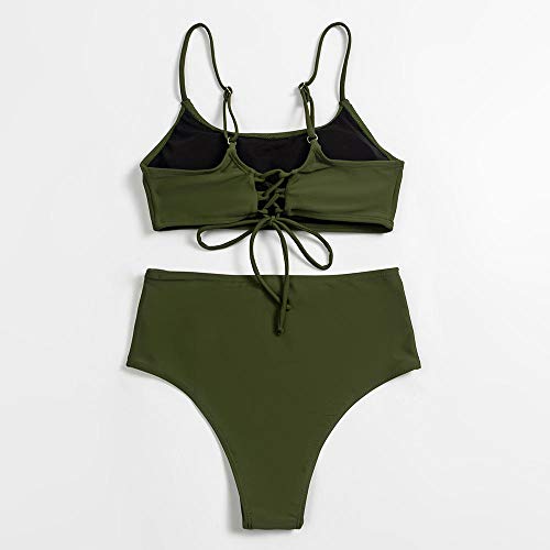 Fuduoduo Sujetador Acolchado Traje De BañO Bikini,Bikini Sexy de Color sólido Dividido para Mujer-Verde Militar_XL #,BañAdor De Verano Bikini