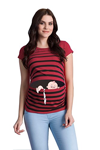 Fuga de bebé - Moda premamá Divertida y Dulce - Camiseta premamá Sudadera con Estampado Durante el Embarazo - Camiseta premamá, Manga Corta (Vino, Small)