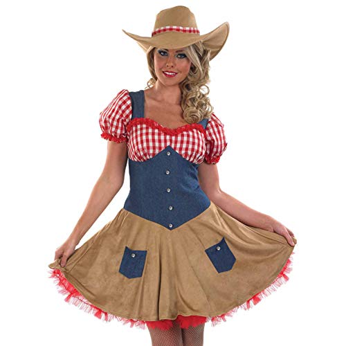 Fun Shack Disfraz de Vaquera para Mujer. Vestido de Rodeo de Vaquera del Viejo Oeste, Talla L