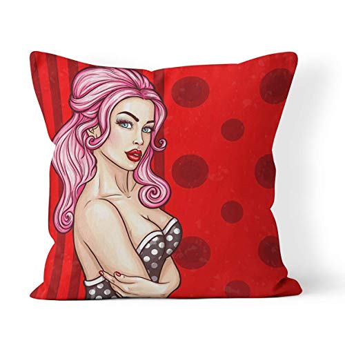 Funda De Almohada De Cintura,Personalizar Regalos,Decoración del Hogar,Funda De Almohada Cama,Funda De Almohada Lumbar,Pop Pin Up De Chica Sexy En Vestido Seductor