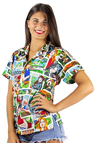 Funky Camisa Hawaiana, Comic, Multicolor, S
