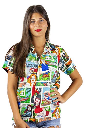 Funky Camisa Hawaiana, Comic, Multicolor, S