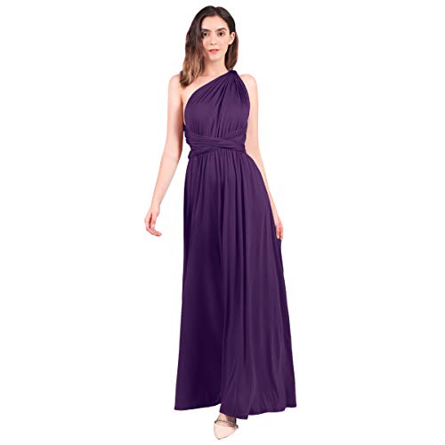 FYMNSI Vestido de Mujer Dama de Honor de la Boda Convertible de Múltiples Vías V-cuello Sin Mangas Maxi Largo de Boho Noche Ceremonia Vestidos de Cóctel Elegante Verano Multiway Dress Morado Oscuro XL