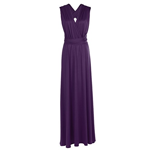 FYMNSI Vestido de Mujer Dama de Honor de la Boda Convertible de Múltiples Vías V-cuello Sin Mangas Maxi Largo de Boho Noche Ceremonia Vestidos de Cóctel Elegante Verano Multiway Dress Morado Oscuro XL