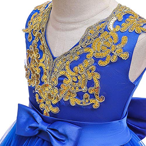FYMNSI Vestido de niña de flores para bebé, vestido de fiesta para niñas, cumpleaños, dama de honor, vestido de boda, tutú de princesa, elegante, línea A azul 18-24 Meses