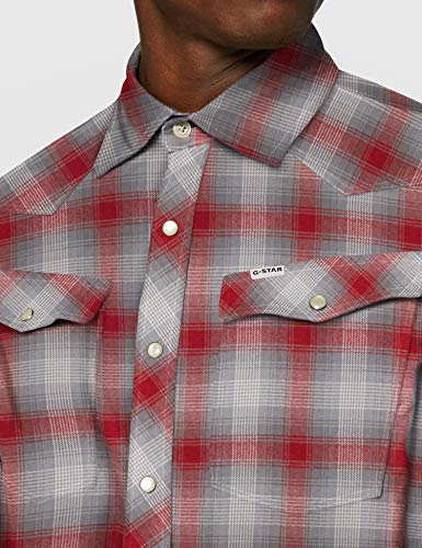 G-STAR RAW 3301 Slim Camisa, Jack Rojo seco Cheque C417-B773, X-Large para Hombre