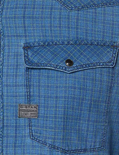 G-STAR RAW 3301 Slim Fit Hemden Camisa, Multicolor (Sun Faded Bronze Green Check C122-b667), XXL para Hombre