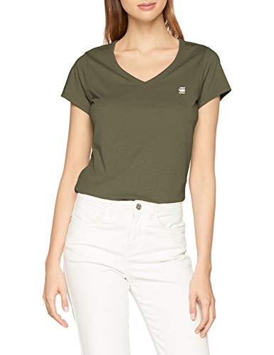 G-STAR RAW Eyben Slim V-Neck T-Shirt Camiseta, Verde (dk Shamrock 7159), Medium para Mujer