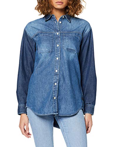 G-STAR RAW Parota Boyfriend Blusa, Azul (Faded Indigo Destroyed B810-A949), X-Small para Mujer