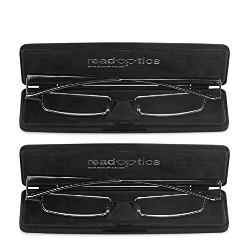 Gafas de Lectura 2-Pack READ OPTICS. Hombre/Mujer. Sistema Estuche muy Delgado Patentado. Funda Compacta-s de Bolsillo. Lentes Graduadas para Leer +1.5 Dioptrías