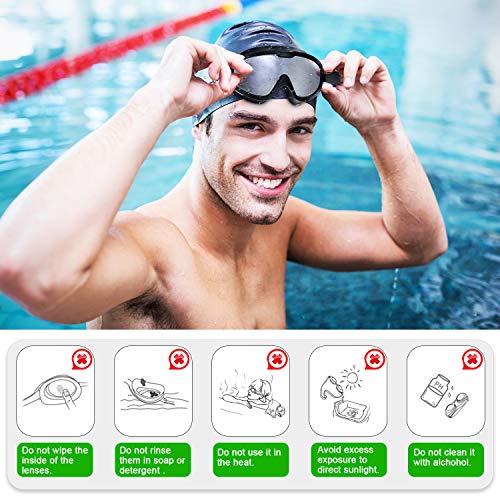 Gafas de Natación, Profesional Anti Niebla Sin Fugas Protección UV Marco grande Gafas para Nadar con Libre Clip de Nariz Enchufe de oído Gorro de baño para Hombres Mujeres Adultos Niños de la Juventud