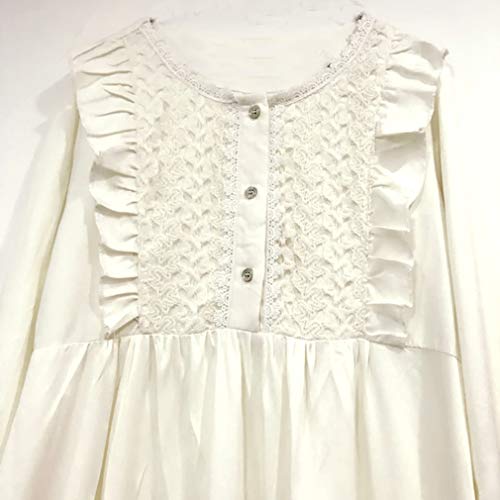 Gagacity Camisón Vintage Blanco para Niñas y Adulto Pijamas de Encaje Longitud Completa