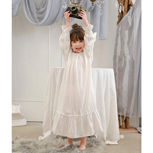 Gagacity Camisones para Niñas Mujeres, 100% Cómodos Vestido Largo Vintage Ropa de Dormir Camisón de Carnaval Madre e Hija Vestidos Blancos a Juego