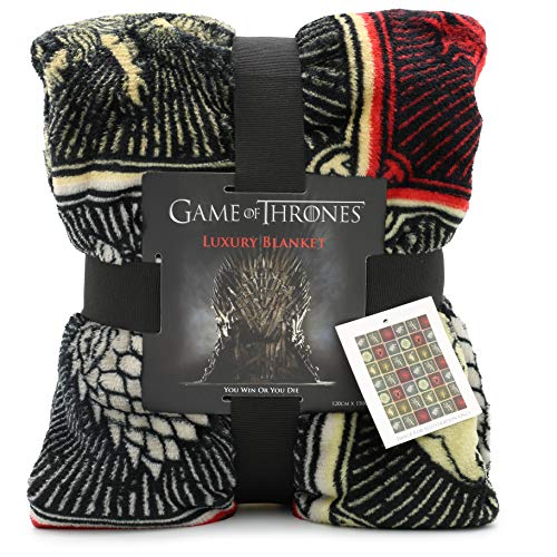 Game of Thrones Gifts Merchandise GOT Manta súper suave para cama Stark Lannister Targaryen Greyjoy Baratheon Tyrell Great House Symbols Westeros
