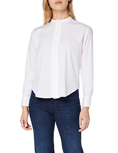 GANT D1. Band Collar Broadcloth Shirt Camisa Manga Larga, Blanco (White 110), 44 (Talla del Fabricante: 42) para Mujer