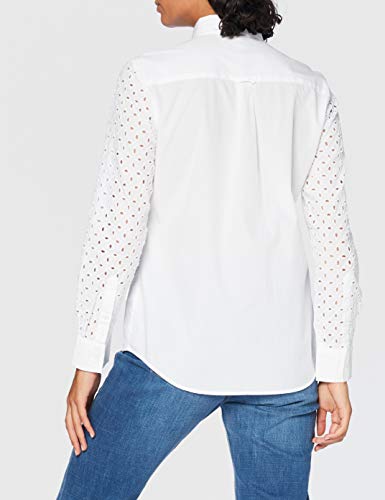 GANT D1. Broderie Anglaise Mix Shirt Blusas, White, 44 para Mujer