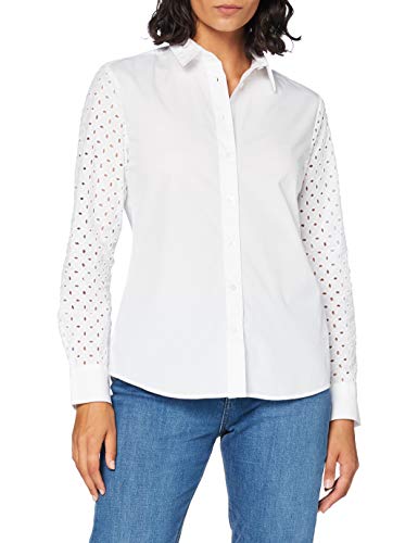 GANT D1. Broderie Anglaise Mix Shirt Blusas, White, 44 para Mujer