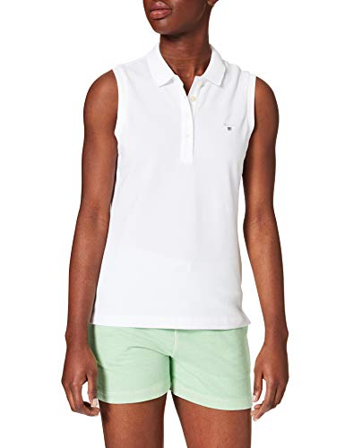 GANT D1. Original Sleeveless Pique Camisa de Polo, Blanco, XS para Mujer