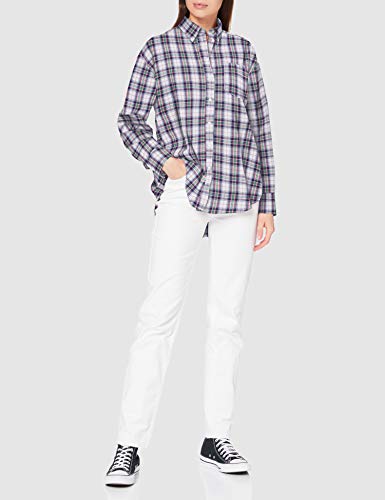 GANT D2. Flannel Check Relaxed Shirt Camisa, Blanco, 44 para Mujer