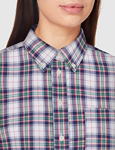 GANT D2. Flannel Check Relaxed Shirt Camisa, Blanco, 44 para Mujer
