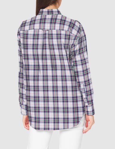 GANT D2. Flannel Check Relaxed Shirt Camisa, Blanco, 44 para Mujer