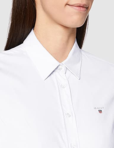 GANT Stretch Oxford-Solid Shirt Blusa, Blanco (White 110), 46 (Talla del Fabricante: 44) para Mujer