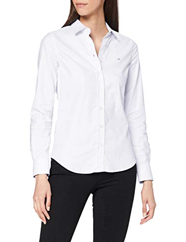 GANT Stretch Oxford-Solid Shirt Blusa, Blanco (White 110), 46 (Talla del Fabricante: 44) para Mujer