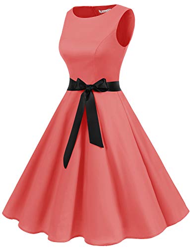 Gardenwed Vestidos Mujer Sin Mangas Cóctel Fiesta Retro Pin Up Coral XL