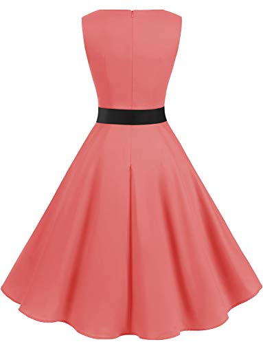 Gardenwed Vestidos Mujer Sin Mangas Cóctel Fiesta Retro Pin Up Coral XL