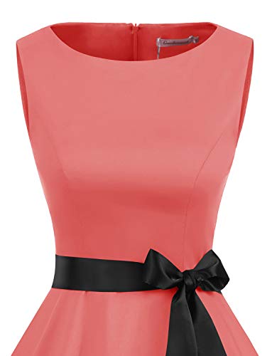 Gardenwed Vestidos Mujer Sin Mangas Cóctel Fiesta Retro Pin Up Coral XL