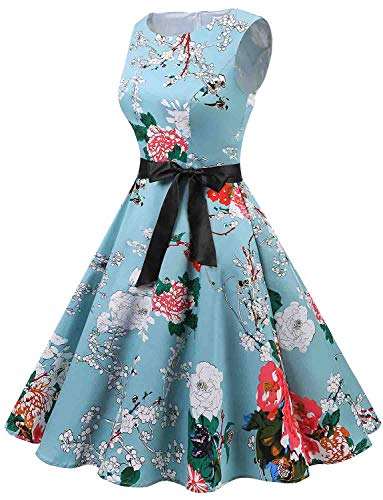 Gardenwed Vestidos Mujer Sin Mangas Cóctel Fiesta Retro Pin Up Floral 3XL