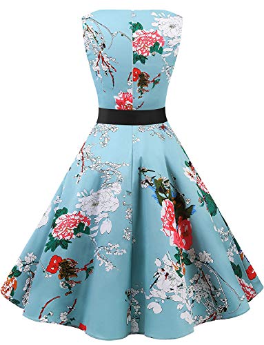 Gardenwed Vestidos Mujer Sin Mangas Cóctel Fiesta Retro Pin Up Floral 3XL