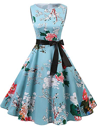 Gardenwed Vestidos Mujer Sin Mangas Cóctel Fiesta Retro Pin Up Floral 3XL
