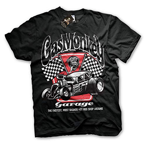 Gas Monkey Garage Officially Licensed - Most Badass Hot Rod Shop T-Shirt Camiseta T Shirt GMG - 100% Oficial (Negro, X-Large)