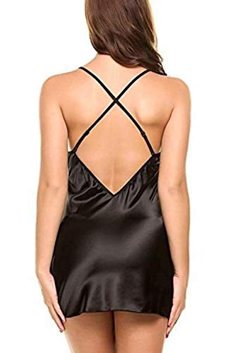 Gdofkh Encaje Europeo y Americano Desnudo Espalda Hueca lencería Sexy imitación camisón de Seda de Hielo Traje de tentación Sexy