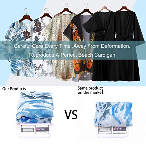 Gebell Kimono - Kimono de gasa floral para mujer, estilo kimono, para la playa o la playa, manga 3/4, estilo bohemio, blusa para verano, ligera, ropa de playa azul L