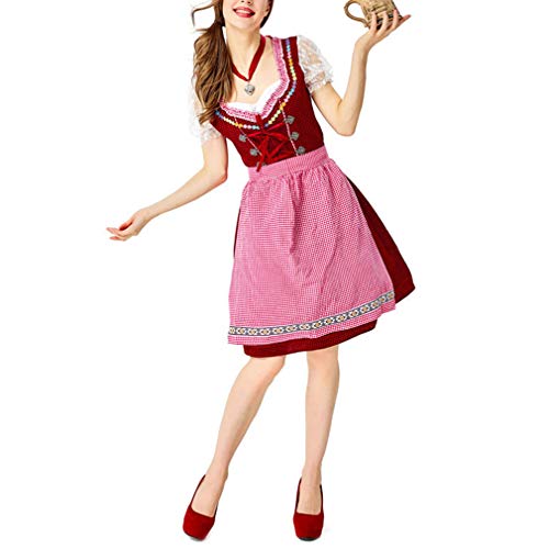 Generise Mujer Mucama Atuendos Uniforme 3 Trozo Conjunto Sexy Servidor Vestido Rojo Y Negro A Cuadros JaponéS Anime Princesa Cosplay Mucama Vestido Lujoso Disfraz Mujer Vestido Y Delantal con Bowknot