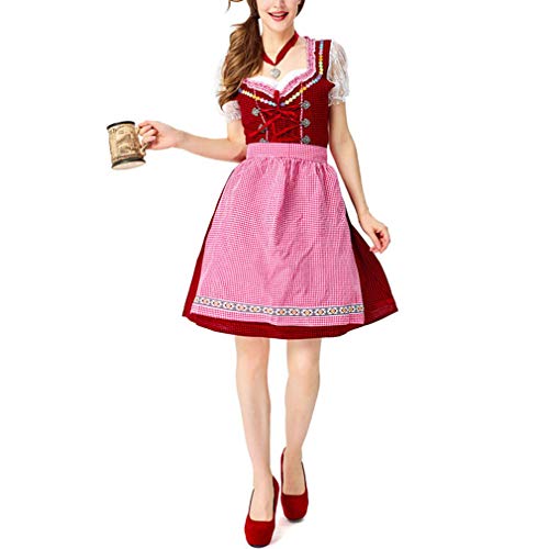 Generise Mujer Mucama Atuendos Uniforme 3 Trozo Conjunto Sexy Servidor Vestido Rojo Y Negro A Cuadros JaponéS Anime Princesa Cosplay Mucama Vestido Lujoso Disfraz Mujer Vestido Y Delantal con Bowknot