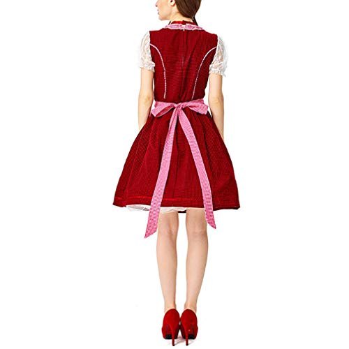 Generise Mujer Mucama Atuendos Uniforme 3 Trozo Conjunto Sexy Servidor Vestido Rojo Y Negro A Cuadros JaponéS Anime Princesa Cosplay Mucama Vestido Lujoso Disfraz Mujer Vestido Y Delantal con Bowknot
