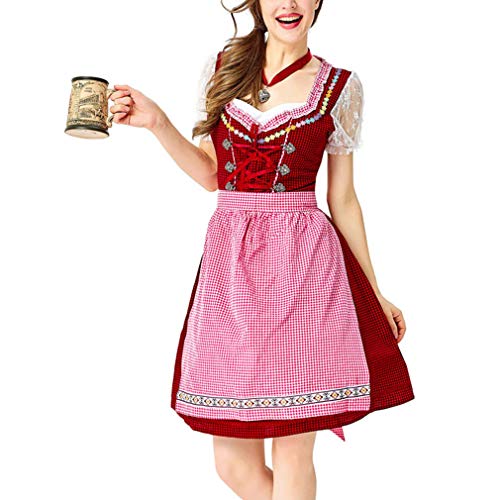 Generise Mujer Mucama Atuendos Uniforme 3 Trozo Conjunto Sexy Servidor Vestido Rojo Y Negro A Cuadros JaponéS Anime Princesa Cosplay Mucama Vestido Lujoso Disfraz Mujer Vestido Y Delantal con Bowknot