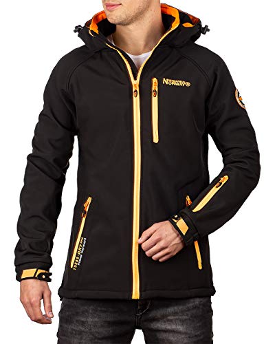 Geographical Norway Bans Production - Chaqueta softshell con capucha desmontable para hombre Negro L