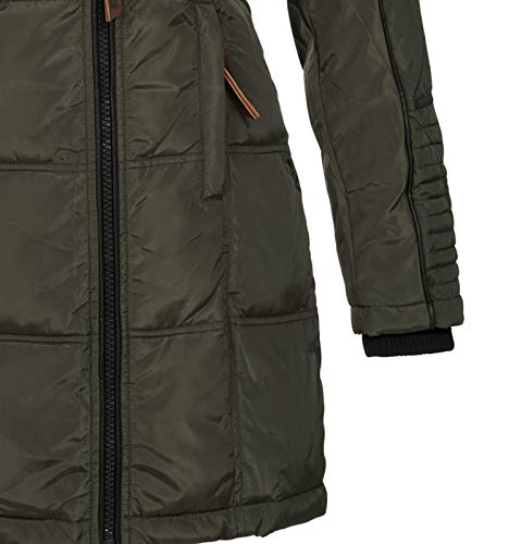 Geographical Norway BEAUTIFUL LADY - Parka cálida mujer - Abrigo grueso con capucha de piel falsa - Chaqueta de invierno - Chaqueta larga con forro cálido - Regalo para mujer Moda casual (Caqui S)