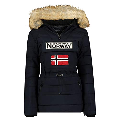 Geographical Norway Belinda Lady - Parka De Mujer Cálida - Abrigo Impermeable con Capucha De Piel - Outwear Invierno De Viento - Chaqueta Cálida Mujer Fashion Casual (Azul Marino 2XL) Talla 5